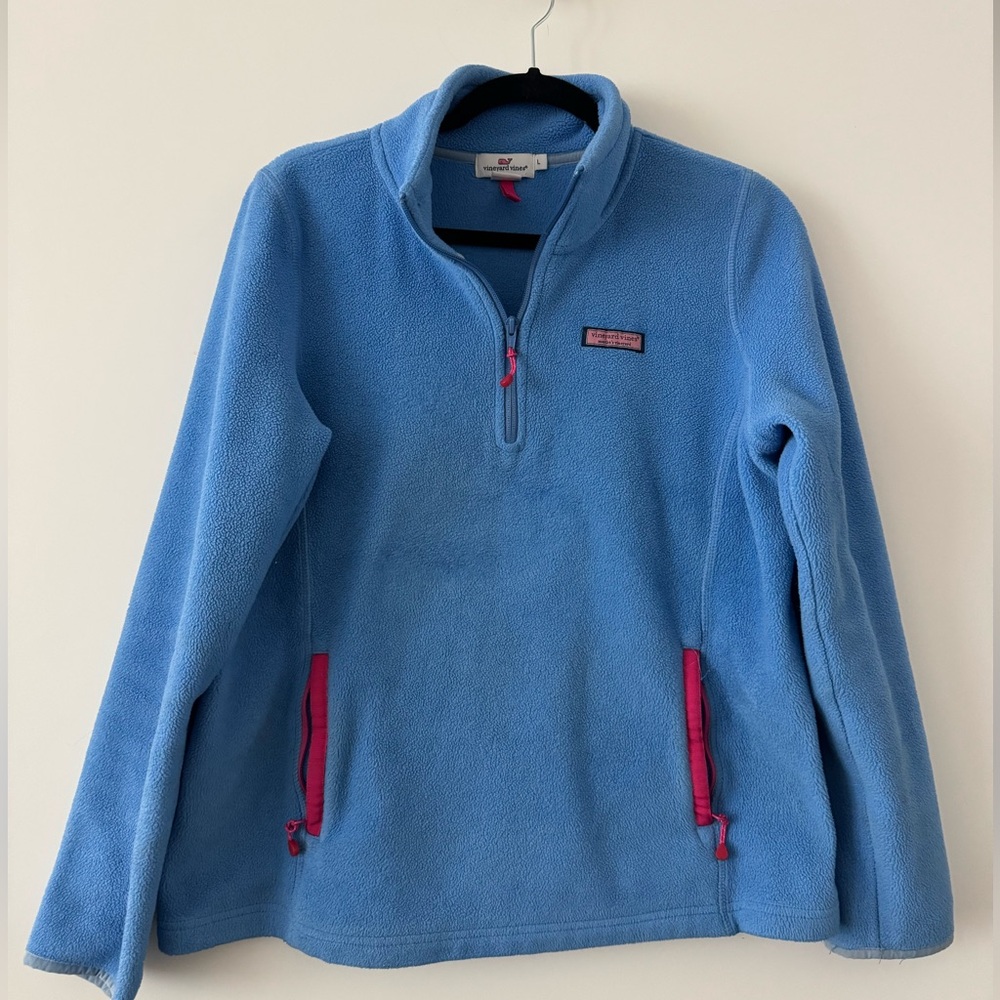 VINEYARD VINES 🐳 fleece kangaroo pouch 1/4 zip preppy Martha’s Vineyard | Sz L